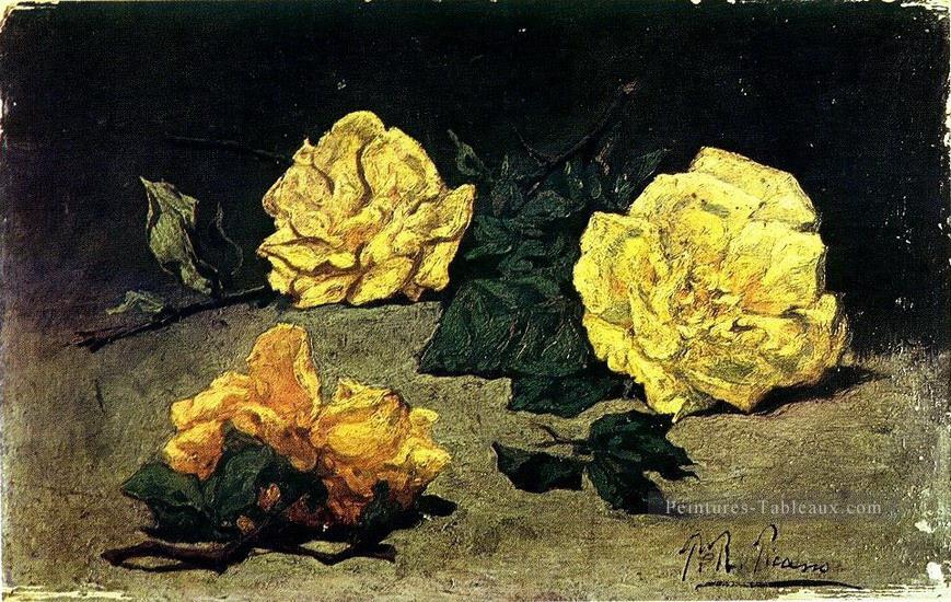 Trois roses jaunes 1898 cubiste Pablo Picasso Peintures à l'huile